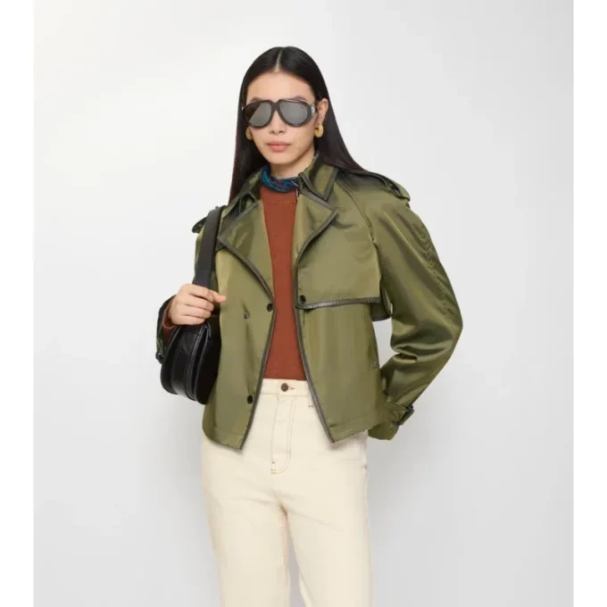 Krótki Trench Coat z mieszanki nylonu