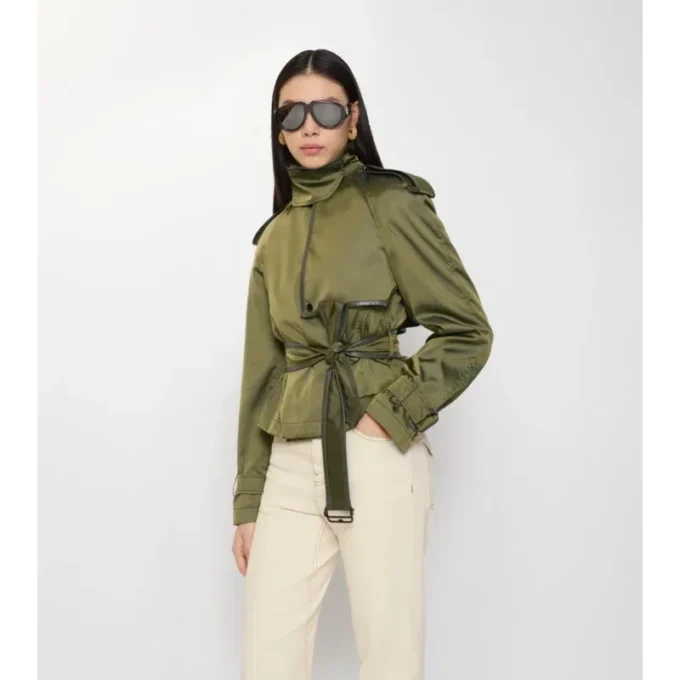 Krótki Trench Coat z mieszanki nylonu