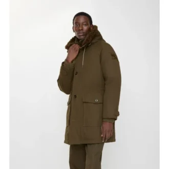 Kurtka typu parka z Gabardine z wykończeniem z owczej skóry Kurtka typu parka z Gabardine z wykończeniem z owczej skóry