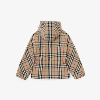 Kurtka z kapturem z bawełny Vintage Check w stylu vintage