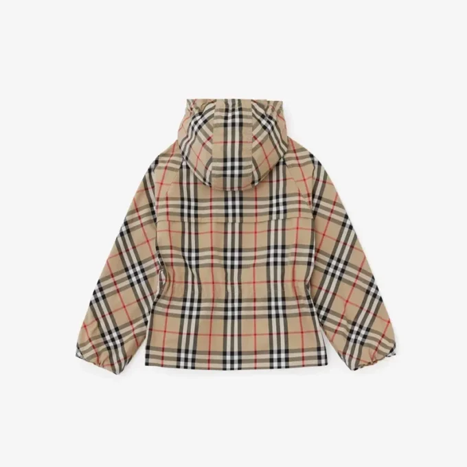 Kurtka z kapturem z bawełny Vintage Check w stylu vintage