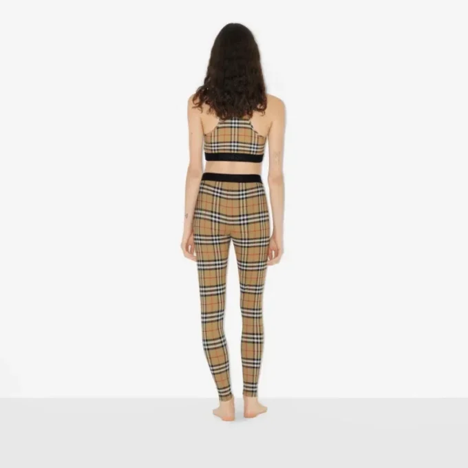 Legginsy z elastycznego dżerseju w kratę