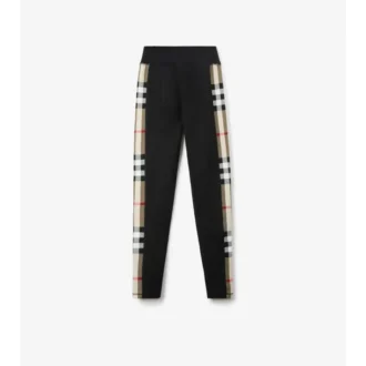 Legginsy z elastycznego dżerseju z wykończeniem w kratę Legginsy z elastycznego dżerseju z wykończeniem w kratę