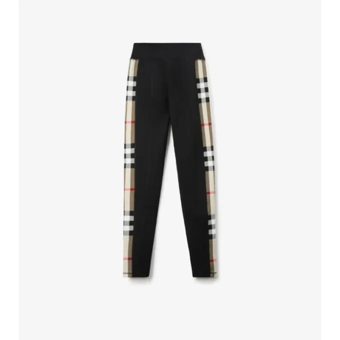 Legginsy z elastycznego dżerseju z wykończeniem w kratę