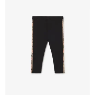 Legginsy z nylonu z wykończeniem w kratę