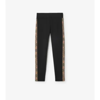 Legginsy z nylonu z wykończeniem w kratę