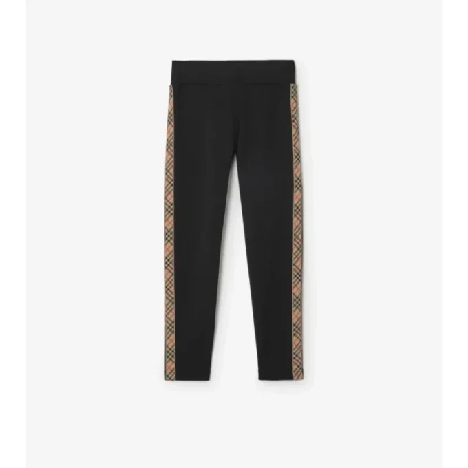 Legginsy z nylonu z wykończeniem w kratę
