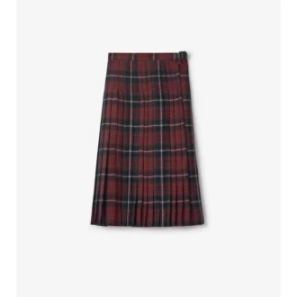 Midi kilt z mieszanki wełny w kratę
