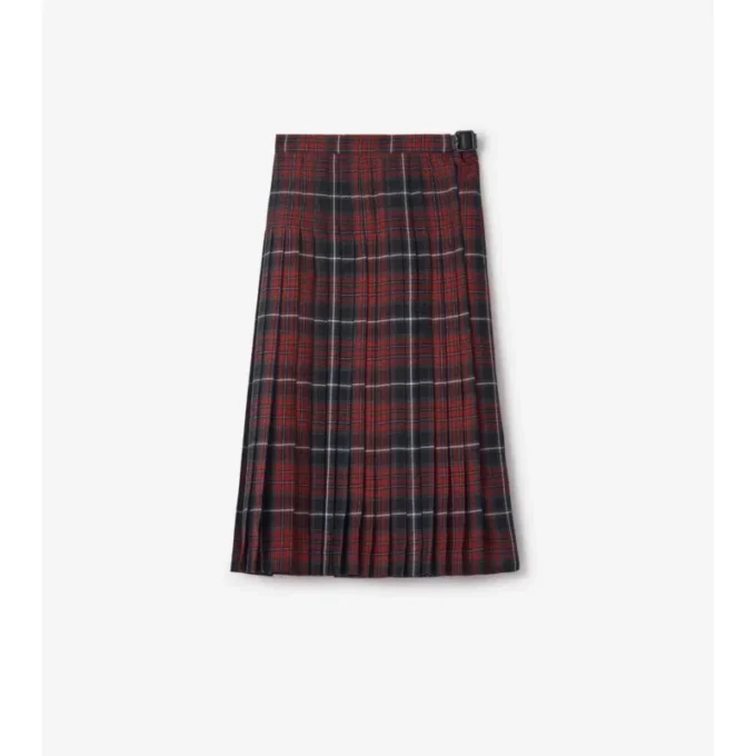 Midi kilt z mieszanki wełny w kratę