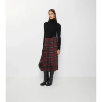 Midi kilt z mieszanki wełny w kratę