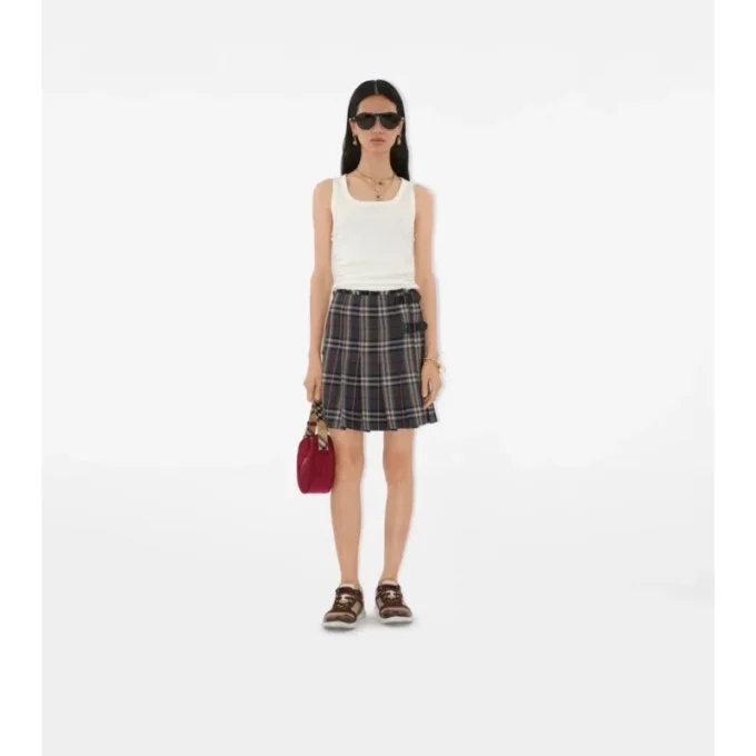 Mini kilt z wełny w kratę