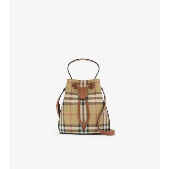 Mini torebka typu bucket z wzorem w kratkę