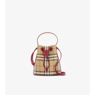 Mini torebka typu bucket z wzorem w kratkę Mini torebka typu bucket z wzorem w kratkę