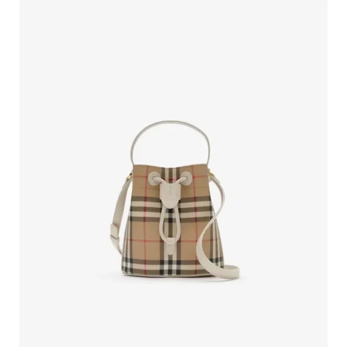 Mini torebka typu bucket z wzorem w kratkę