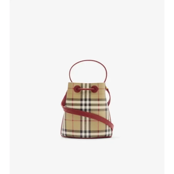 Mini torebka typu bucket z wzorem w kratkę
