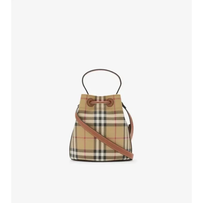 Mini torebka typu bucket z wzorem w kratkę