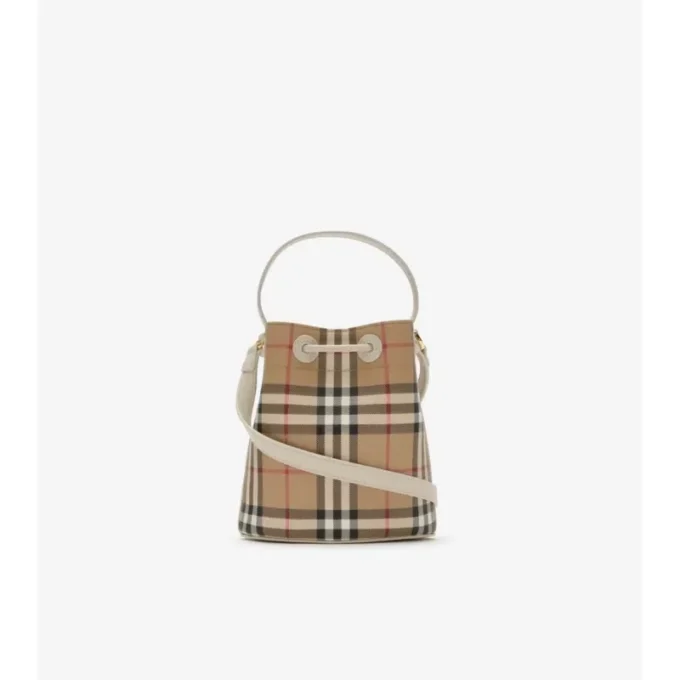 Mini torebka typu bucket z wzorem w kratkę