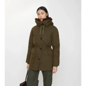 Parka z Gabardine z wykończeniem z owczej skóry
