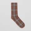 Skarpety z mieszanki bawełny i kaszmiru w stylu Vintage Check z intarsją w kratę Skarpety z mieszanki bawełny i kaszmiru w stylu Vintage Check z intarsją w kratę