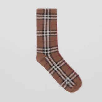 Skarpety z mieszanki bawełny i kaszmiru w stylu Vintage Check z intarsją w kratę