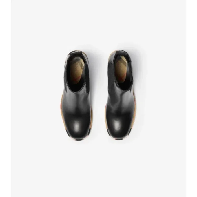 Skórzane buty Chelsea z obcasem typu gravel Skórzane buty Chelsea z obcasem typu gravel