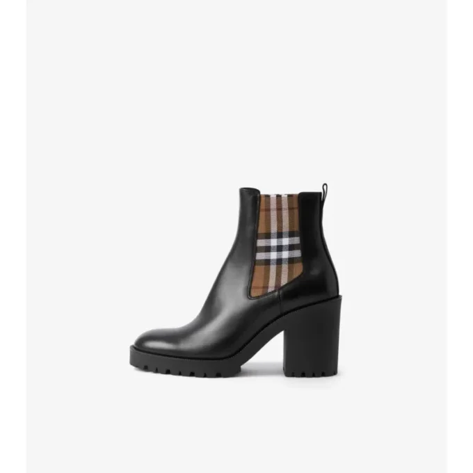 Skórzane buty z panelami w kratkę Skórzane buty z panelami w kratkę