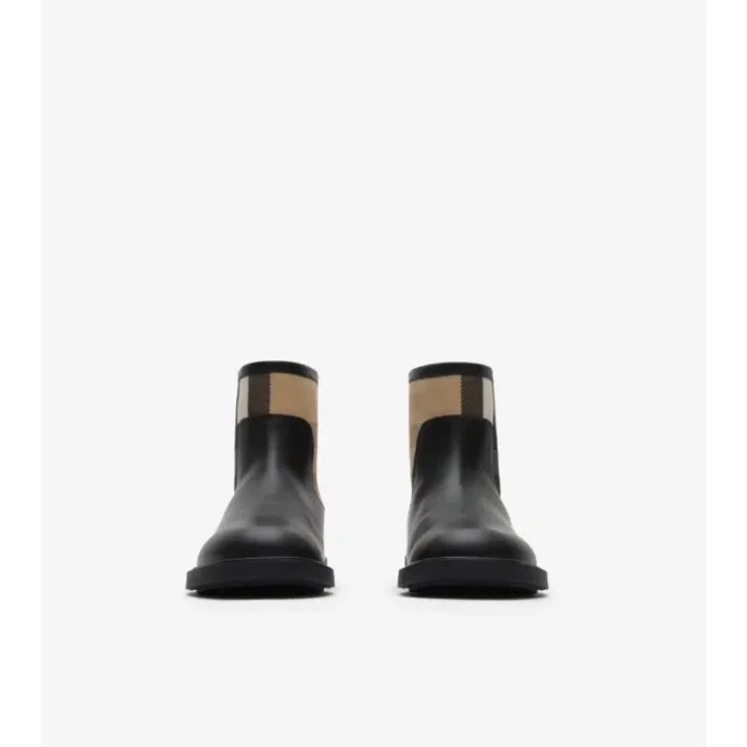 Skórzane buty z panelem w kratkę