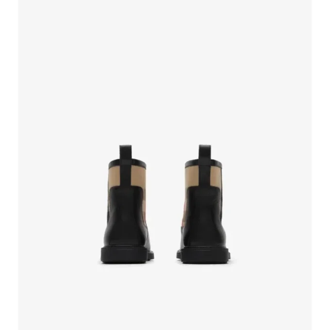 Skórzane buty z panelem w kratkę
