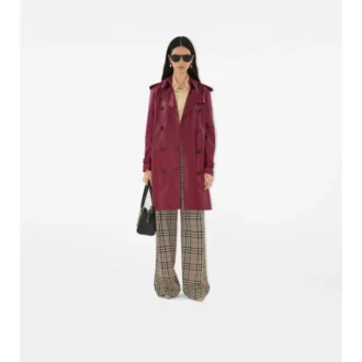 Skórzany Trench Coat Kensington o średniej długości