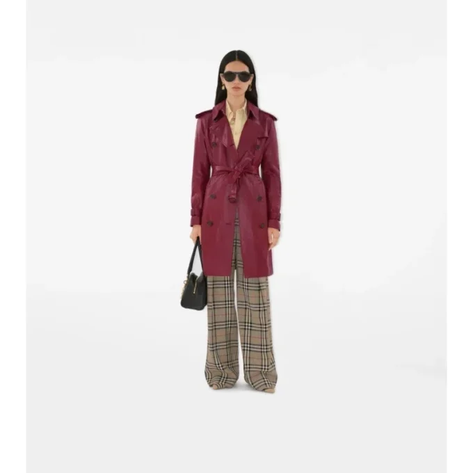 Skórzany Trench Coat Kensington o średniej długości
