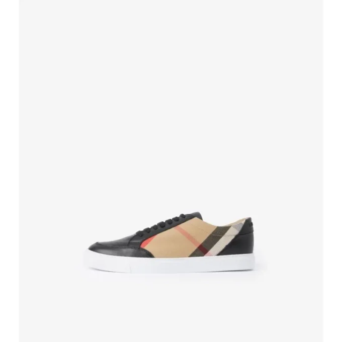 Sneakersy w kratkę i ze skóry Sneakersy w kratkę i ze skóry