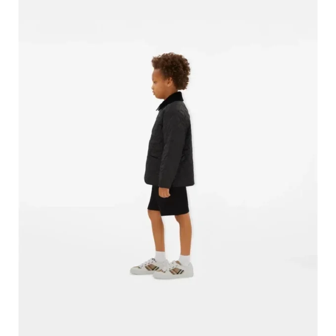Sneakersy z bawełny w kratę i skóry