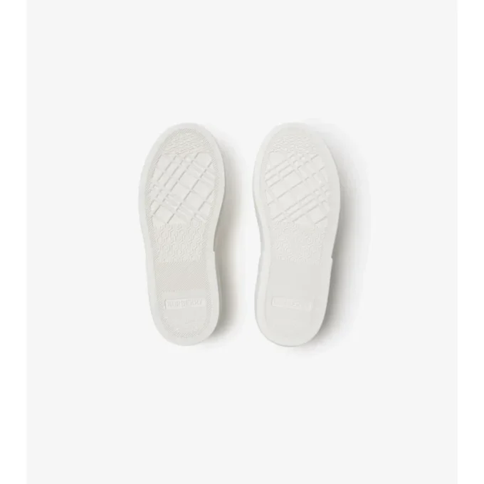 Sneakersy z bawełny w kratę i skóry