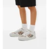 Sneakersy z bawełny w kratę i skóry