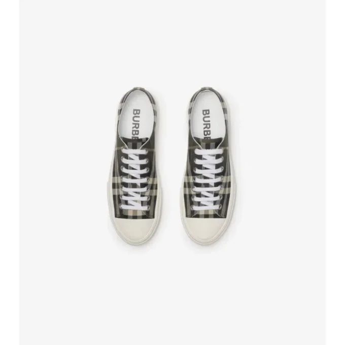 Sneakersy z mieszanki nylonu w kratę