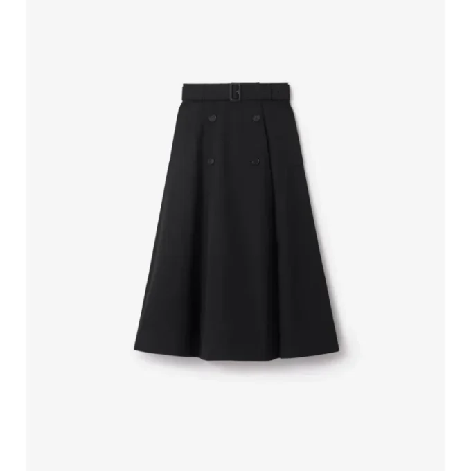 Spódnica midi w stylu trenczu z gabardyny