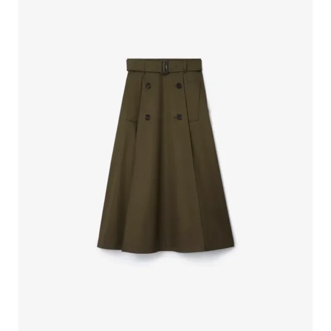 Spódnica midi w stylu trenczu z gabardyny