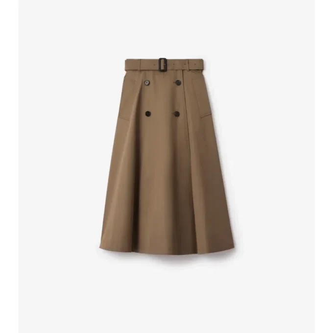 Spódnica midi w stylu trenczu z gabardyny