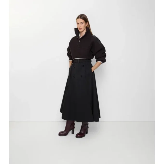 Spódnica midi w stylu trenczu z gabardyny