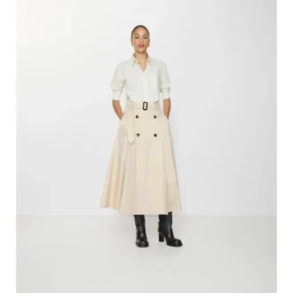 Spódnica midi w stylu trenczu z gabardyny