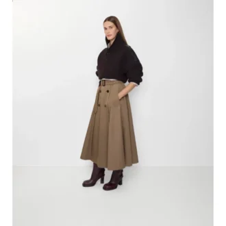 Spódnica midi w stylu trenczu z gabardyny