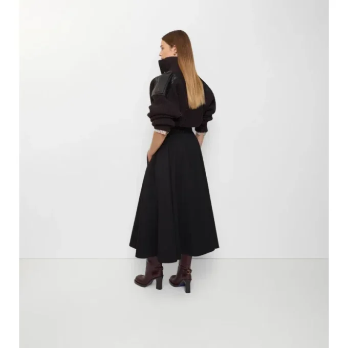 Spódnica midi w stylu trenczu z gabardyny