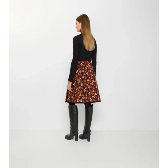 Spódnica z pikowanego nylonu w liście geranium
