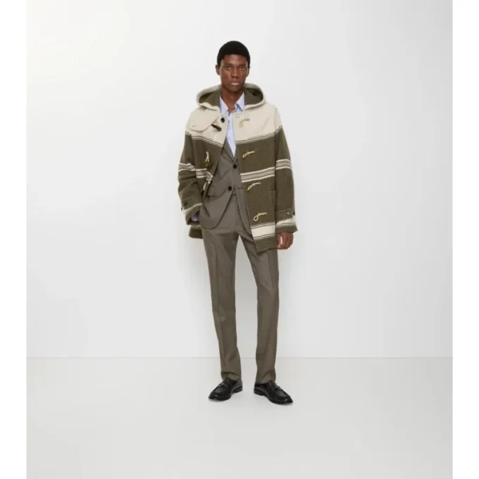 Spodnie z wełny typu „sharkskin” Spodnie z wełny typu „sharkskin”