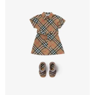 Sukienka koszulowa w kratę z bawełny