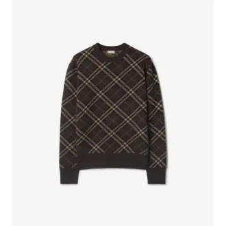 Sweter w kratę z mieszanki wełny i kaszmiru
