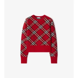 Sweter w kratę z mieszanki wełny i kaszmiru