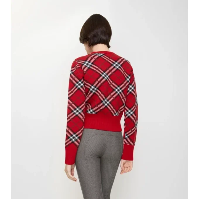 Sweter w kratę z mieszanki wełny i kaszmiru