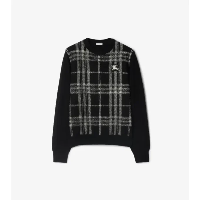 Sweter wełniany w kratę
