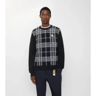Sweter wełniany w kratę